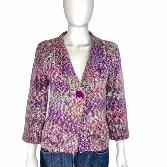 Jillian Nicole Multi-Color Purple Pink Cozy Soft Cardigan Sweater - Picture 1 of 6
